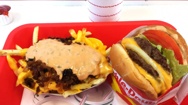 In n out double double calories